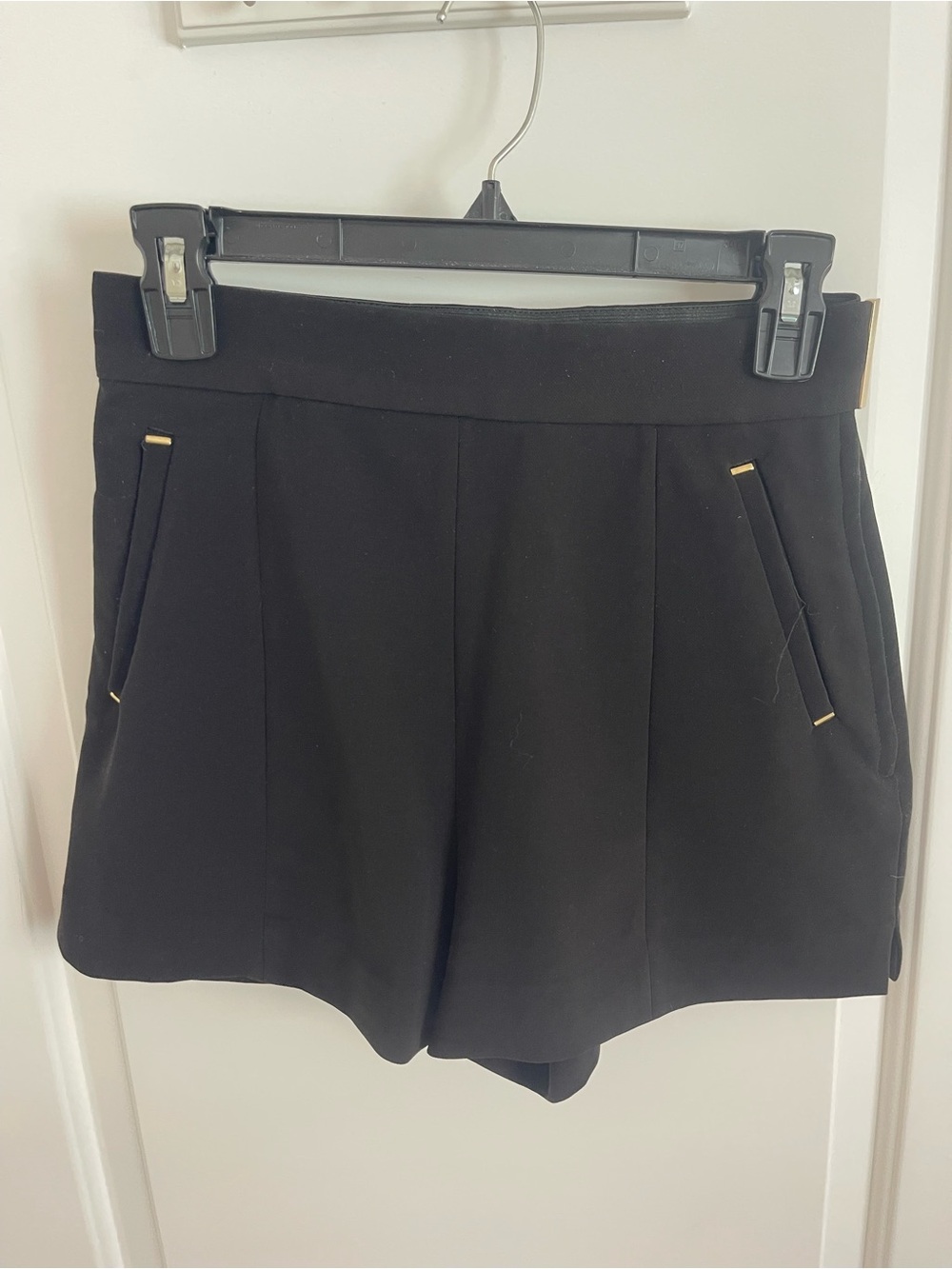 H&M Black Tailored High-Waist Shorts with Gold Trim